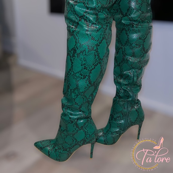 Over The Knee Snakeskin Boots - Picture 2 of 5